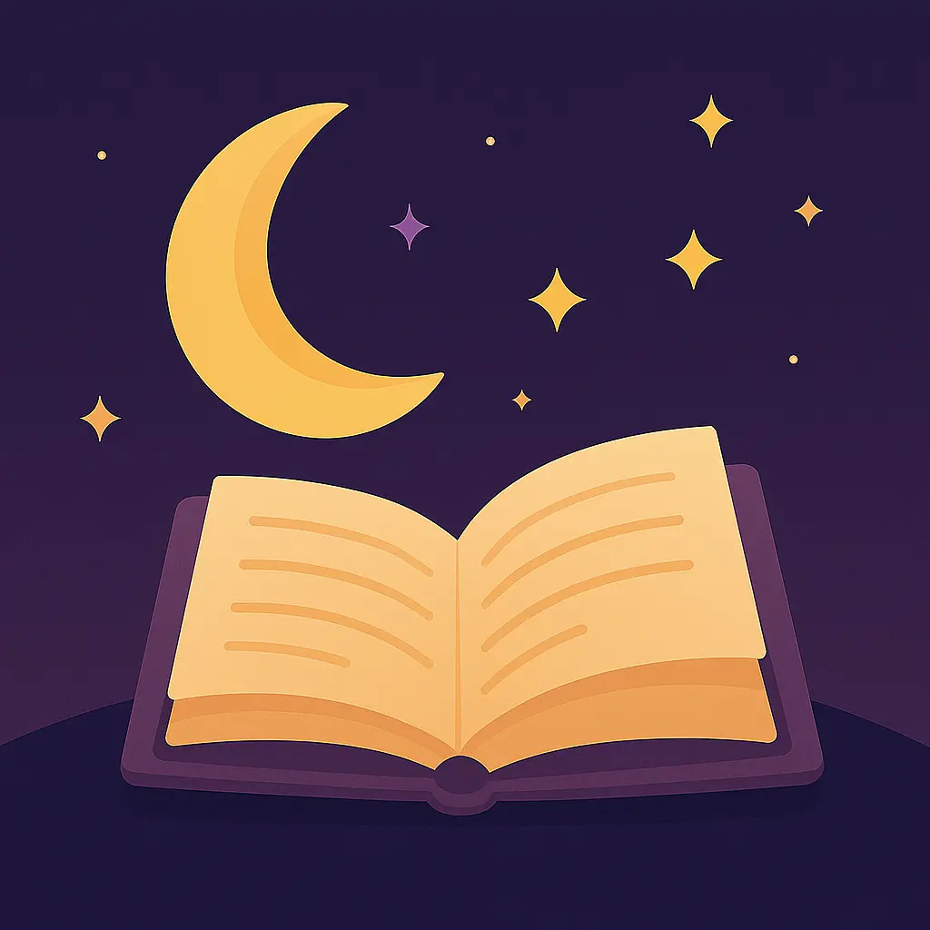 Magical Book with Moon and Stars