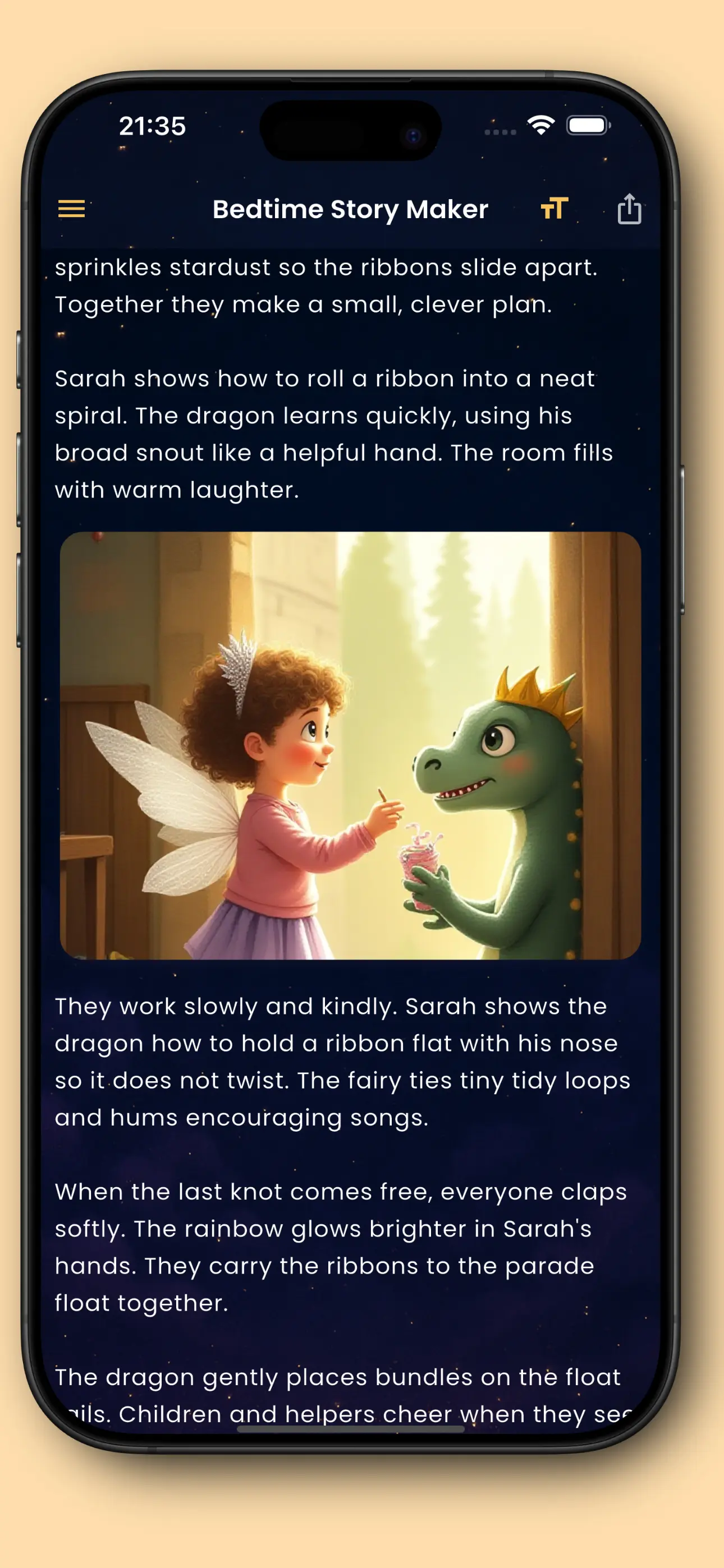 Kindness & Courage preview inside the Bedtime Story Maker app